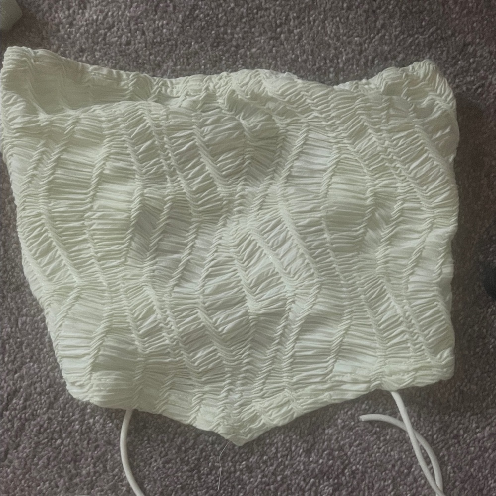 Textured White Crop Top